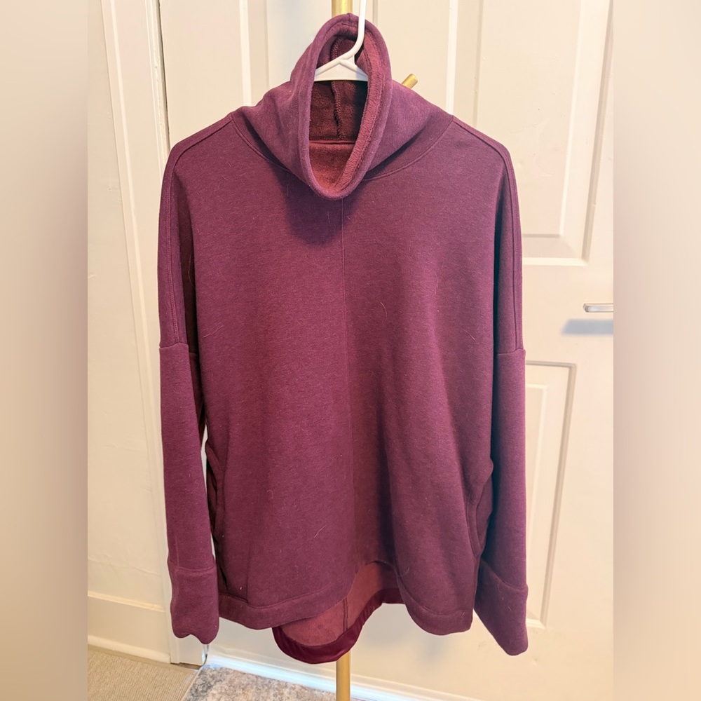 Athleta Maroon Cowl-neck Oversized Sweatshirt